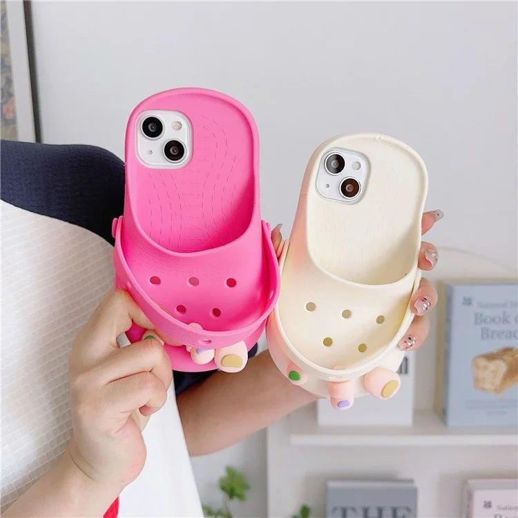 For iPhone 15 Case Cute Sandal-Shaped Design Silicone Phone Cover
