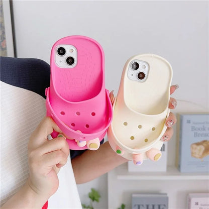 For iPhone 15 Case Cute Sandal-Shaped Design Silicone Phone Cover