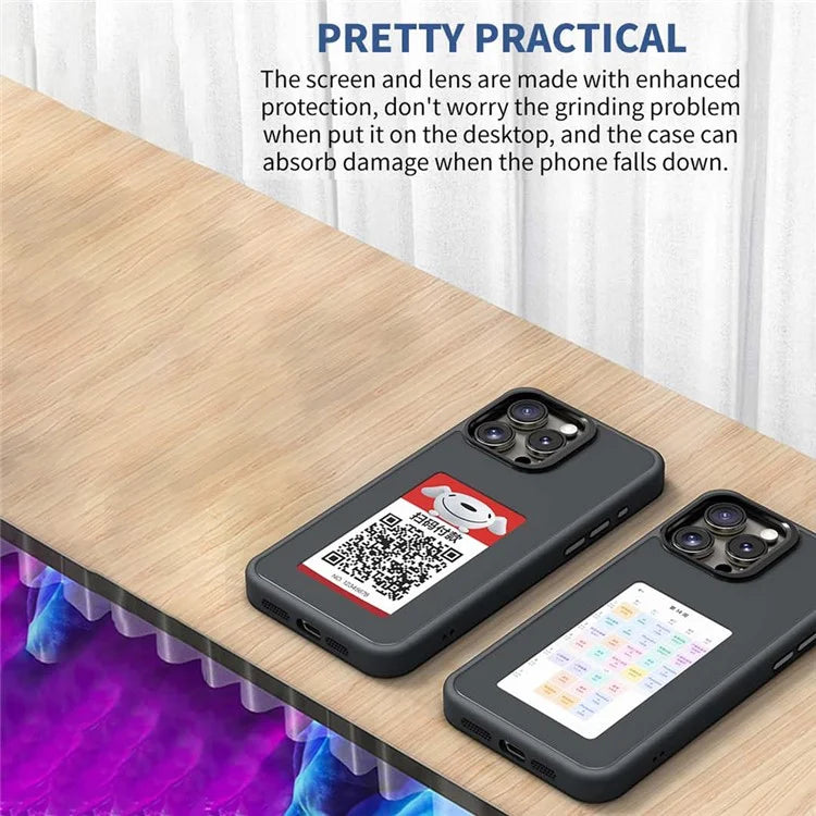 For iPhone 16 Pro Max E Ink Phone Cover 4-Color Display Pattern Customized Case
