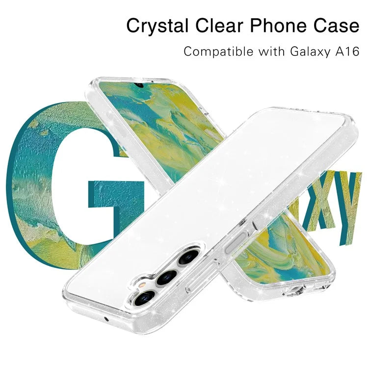 For Samsung Galaxy A16 5G Case TPU+PC Glitter Transparent Phone Cover - Sparkly Glitter White