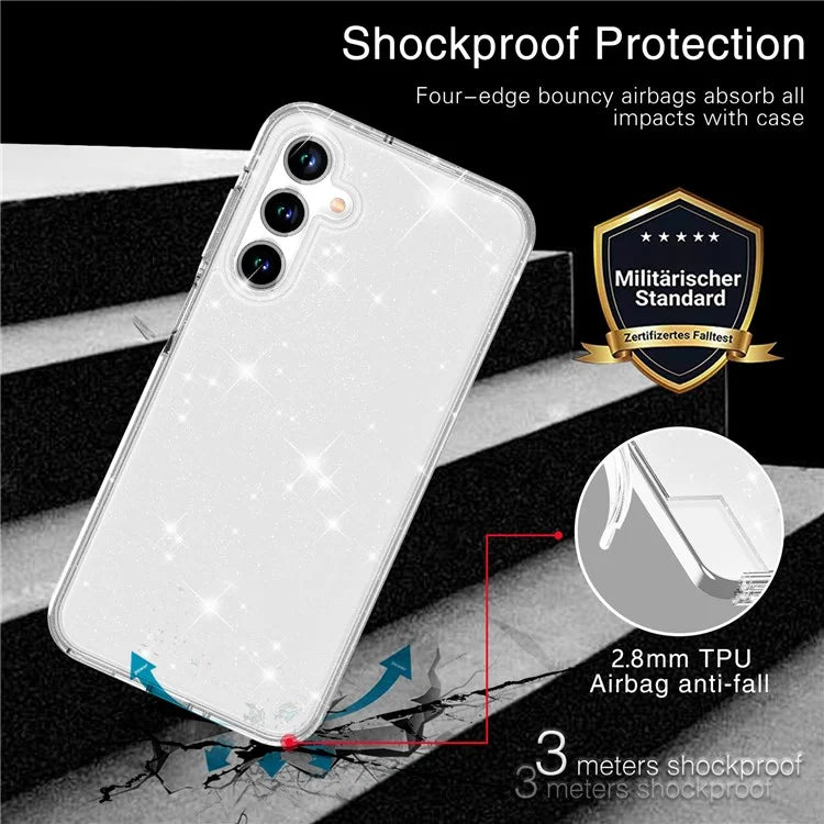 For Samsung Galaxy A16 5G Case TPU+PC Glitter Transparent Phone Cover - Sparkly Glitter White