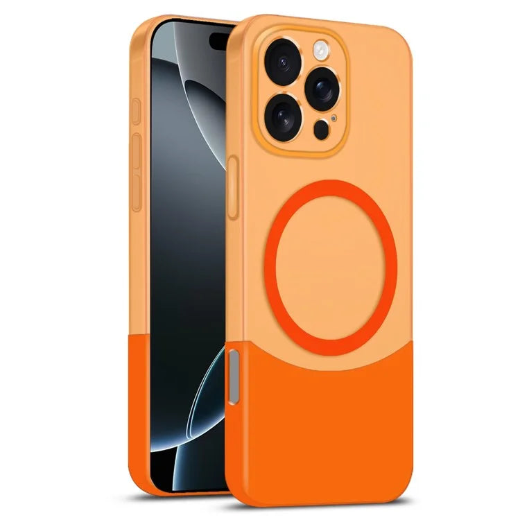 For iPhone 16 Pro Case Compatible with MagSafe Splicing Color Drop-Proof PC Phone Cover