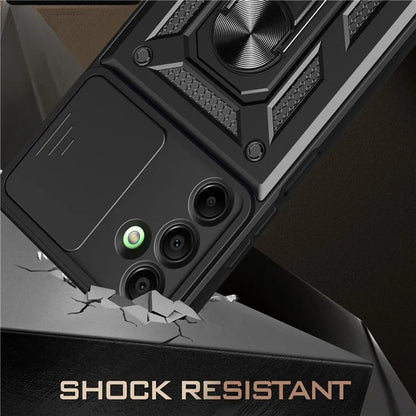 For Samsung Galaxy A16 5G Case with Slide Camera Lid PC+TPU Kickstand Phone Cover