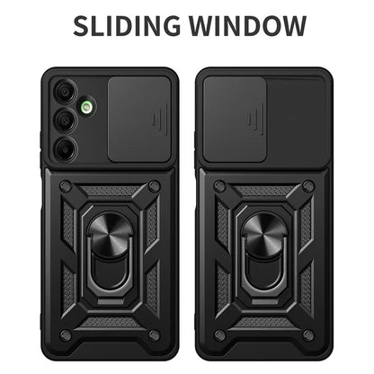 For Samsung Galaxy A16 5G Case with Slide Camera Lid PC+TPU Kickstand Phone Cover