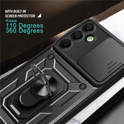 For Samsung Galaxy A16 5G Case with Slide Camera Lid PC+TPU Kickstand Phone Cover