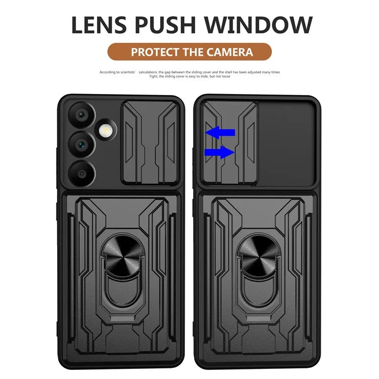 For Samsung Galaxy A16 5G Case PC+TPU Kickstand Phone Back Cover with Camera Slider