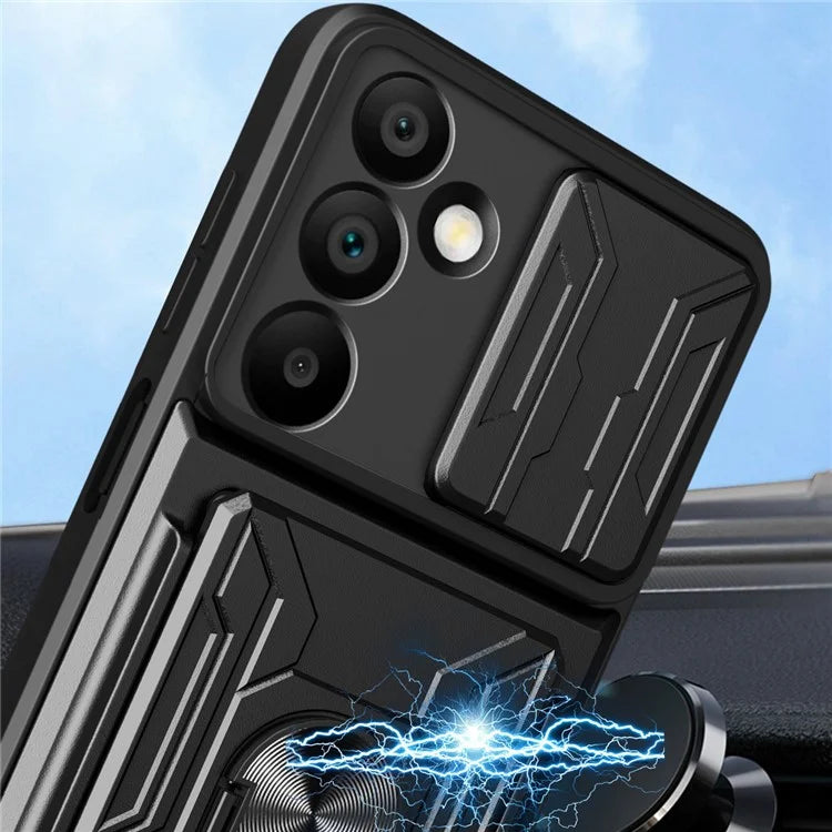 For Samsung Galaxy A16 5G Case PC+TPU Kickstand Phone Back Cover with Camera Slider