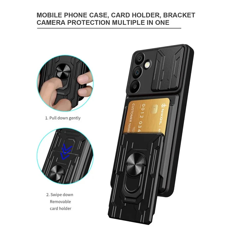 For Samsung Galaxy A16 5G Case PC+TPU Kickstand Phone Back Cover with Camera Slider