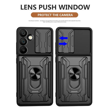 For Samsung Galaxy A16 5G Case PC+TPU Kickstand Phone Back Cover with Camera Slider