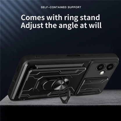 For Samsung Galaxy A06 Case PC+TPU Kickstand Phone Back Cover with Camera Slider