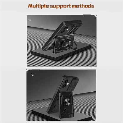 For Samsung Galaxy A06 Case PC+TPU Kickstand Phone Back Cover with Camera Slider