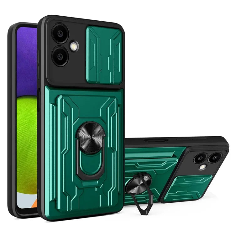 For Samsung Galaxy A06 Case PC+TPU Kickstand Phone Back Cover with Camera Slider