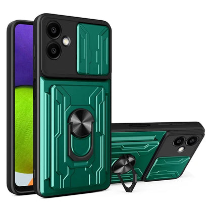 For Samsung Galaxy A06 Case PC+TPU Kickstand Phone Back Cover with Camera Slider