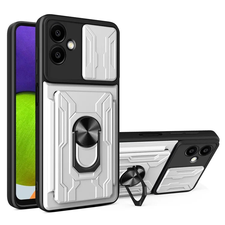 For Samsung Galaxy A06 Case PC+TPU Kickstand Phone Back Cover with Camera Slider