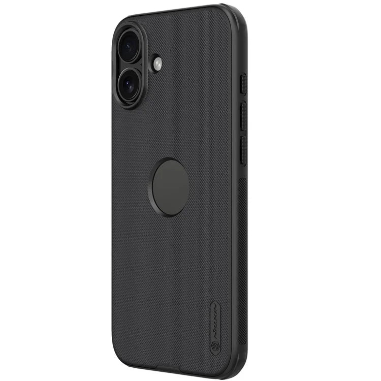 NILLKIN Super Frosted Shield Pro for iPhone 16 Phone Case PC+TPU Matte Phone Cover (Logo Hole Design) - Black