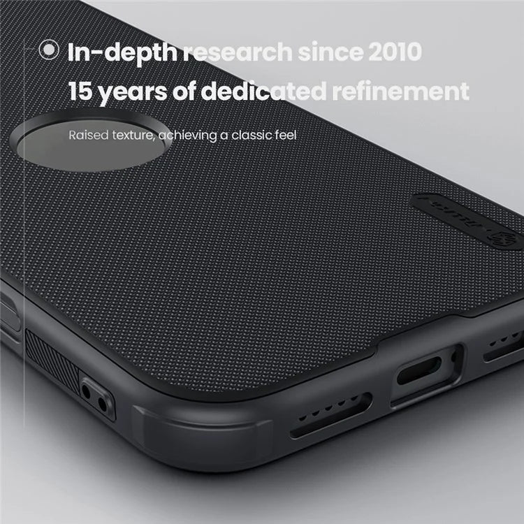 NILLKIN Super Frosted Shield Pro for iPhone 16 Phone Case PC+TPU Matte Phone Cover (Logo Hole Design) - Black