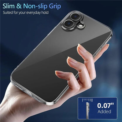 For iPhone 16 Clear TPU Anti-Scratch Phone Case + Tempered Glass Lens Film + 2.5D Arc Edge Screen Protector