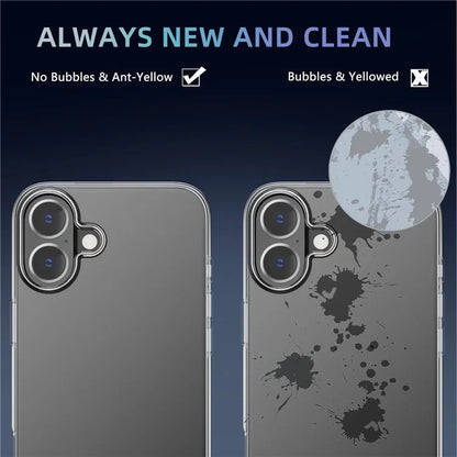 For iPhone 16 Clear TPU Anti-Scratch Phone Case + Tempered Glass Lens Film + 2.5D Arc Edge Screen Protector