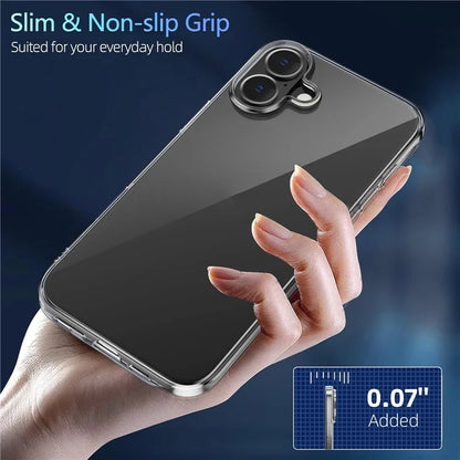 For iPhone 16 Plus Clear TPU Anti-Scratch Phone Case + Tempered Glass Lens Film + 2.5D Arc Edge Screen Protector