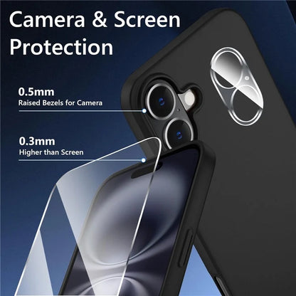 For iPhone 16 Plus Matte TPU Anti-Scratch Phone Case + Tempered Glass Lens Film + 2.5D Arc Edge Screen Protector