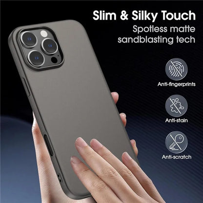 For iPhone 16 Pro Matte TPU Anti-Scratch Phone Case + Tempered Glass Lens Film + 2.5D Arc Edge Screen Protector