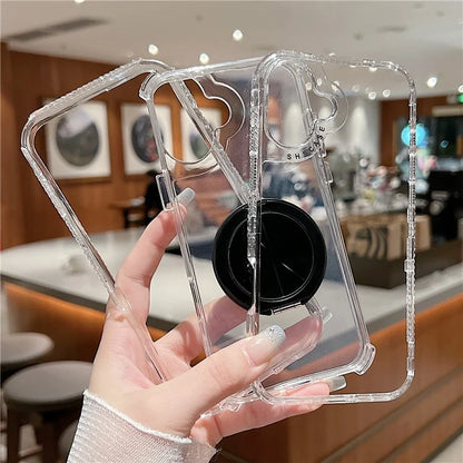 For iPhone 16 Case Rotating Kickstand PC+TPU Phone Cover Compatible with MagSafe