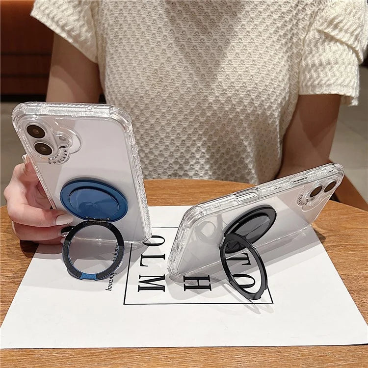 For iPhone 16 Case Rotating Kickstand PC+TPU Phone Cover Compatible with MagSafe