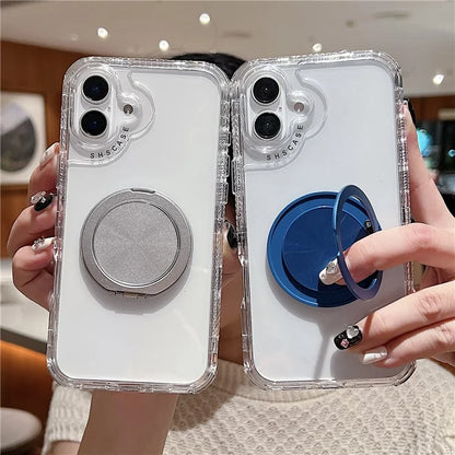 For iPhone 16 Case Rotating Kickstand PC+TPU Phone Cover Compatible with MagSafe