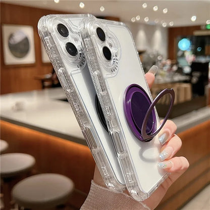 For iPhone 16 Case Rotating Kickstand PC+TPU Phone Cover Compatible with MagSafe