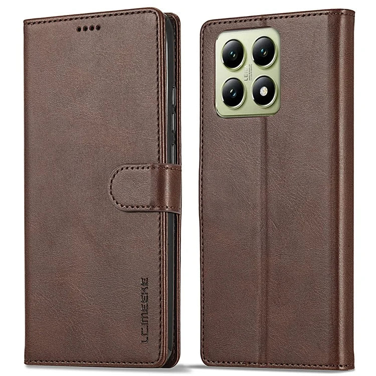 LC.IMEEKE For Xiaomi 14T Case Calf Texture PU Leather Stand Wallet Phone Cover