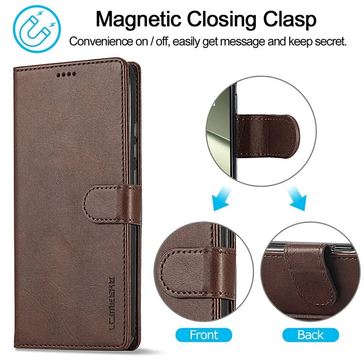 LC.IMEEKE For Xiaomi 14T Case Calf Texture PU Leather Stand Wallet Phone Cover