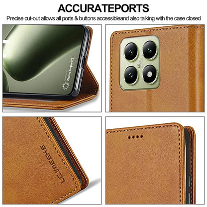 LC.IMEEKE For Xiaomi 14T Case Calf Texture PU Leather Stand Wallet Phone Cover