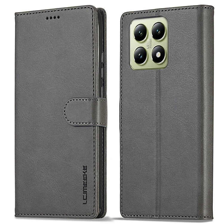 LC.IMEEKE For Xiaomi 14T Case Calf Texture PU Leather Stand Wallet Phone Cover
