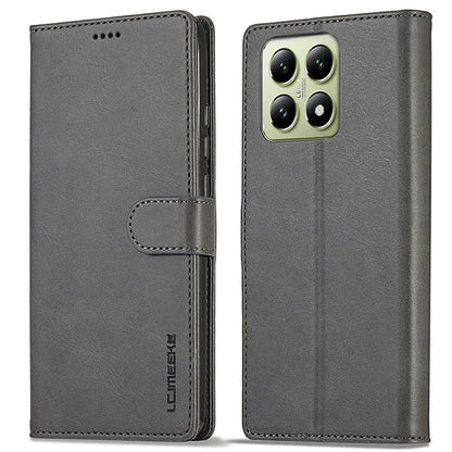 LC.IMEEKE For Xiaomi 14T Case Calf Texture PU Leather Stand Wallet Phone Cover