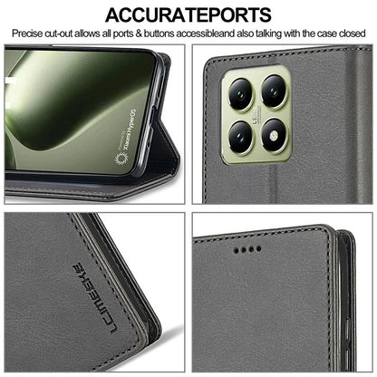 LC.IMEEKE For Xiaomi 14T Case Calf Texture PU Leather Stand Wallet Phone Cover
