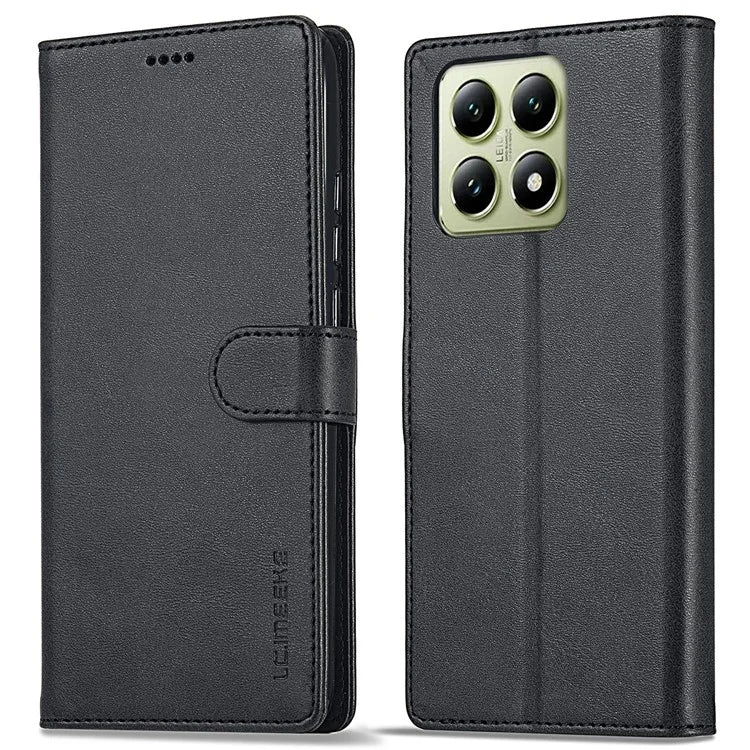LC.IMEEKE For Xiaomi 14T Case Calf Texture PU Leather Stand Wallet Phone Cover