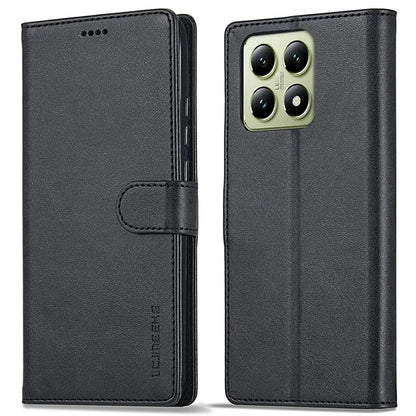 LC.IMEEKE For Xiaomi 14T Case Calf Texture PU Leather Stand Wallet Phone Cover