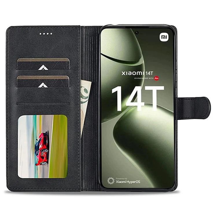LC.IMEEKE For Xiaomi 14T Case Calf Texture PU Leather Stand Wallet Phone Cover