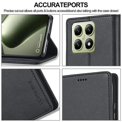 LC.IMEEKE For Xiaomi 14T Case Calf Texture PU Leather Stand Wallet Phone Cover