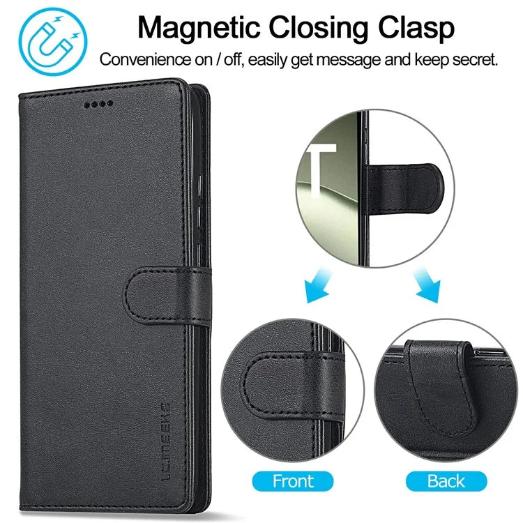 LC.IMEEKE For Xiaomi 14T Case Calf Texture PU Leather Stand Wallet Phone Cover