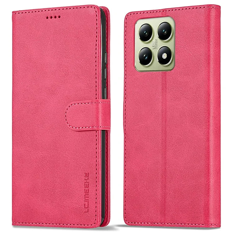 LC.IMEEKE For Xiaomi 14T Case Calf Texture PU Leather Stand Wallet Phone Cover