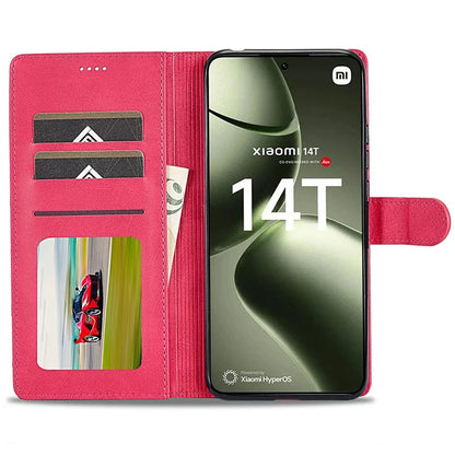 LC.IMEEKE For Xiaomi 14T Case Calf Texture PU Leather Stand Wallet Phone Cover