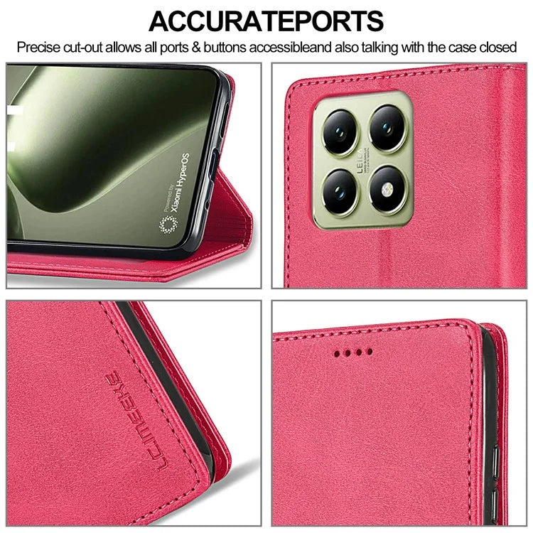 LC.IMEEKE For Xiaomi 14T Case Calf Texture PU Leather Stand Wallet Phone Cover