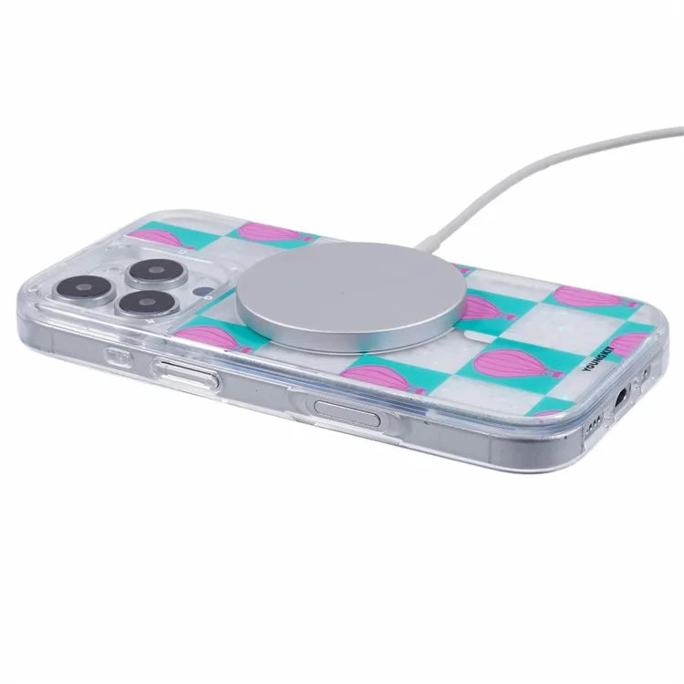 YOUNGKIT For iPhone 16 Pro Case Compatible with MagSafe Waterfall Quicksand PC+TPU Phone Cover