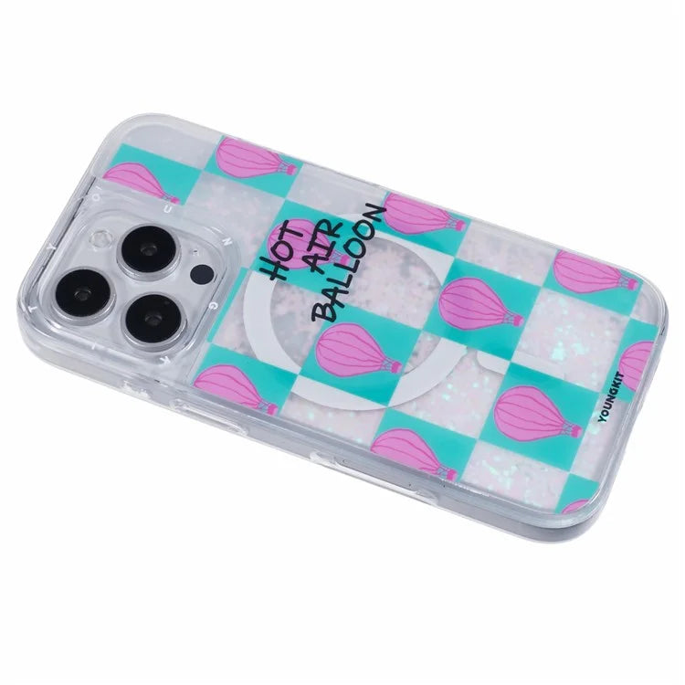 YOUNGKIT For iPhone 16 Pro Case Compatible with MagSafe Waterfall Quicksand PC+TPU Phone Cover