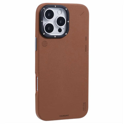 YOUNGKIT For iPhone 16 Pro Case Compatible with MagSafe PU Leather + PC Phone Cover