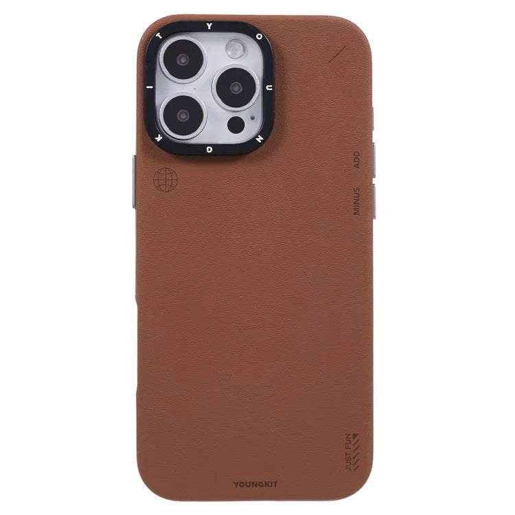 YOUNGKIT For iPhone 16 Pro Case Compatible with MagSafe PU Leather + PC Phone Cover
