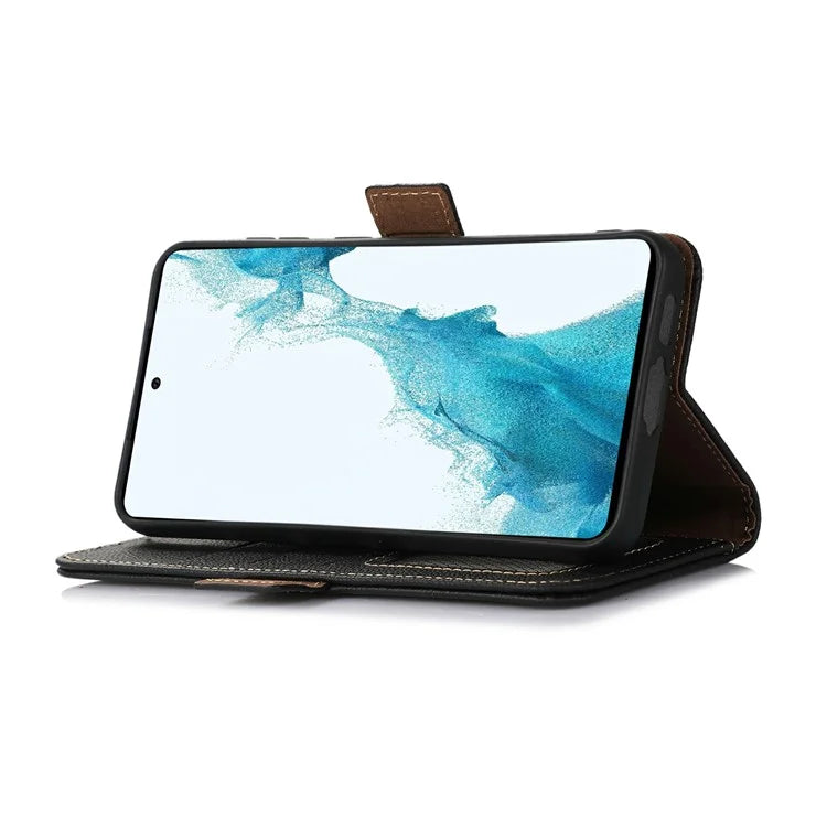 TJ For Xiaomi 14T Pro Case RFID Blocking Genuine Cow Leather Phone Cover