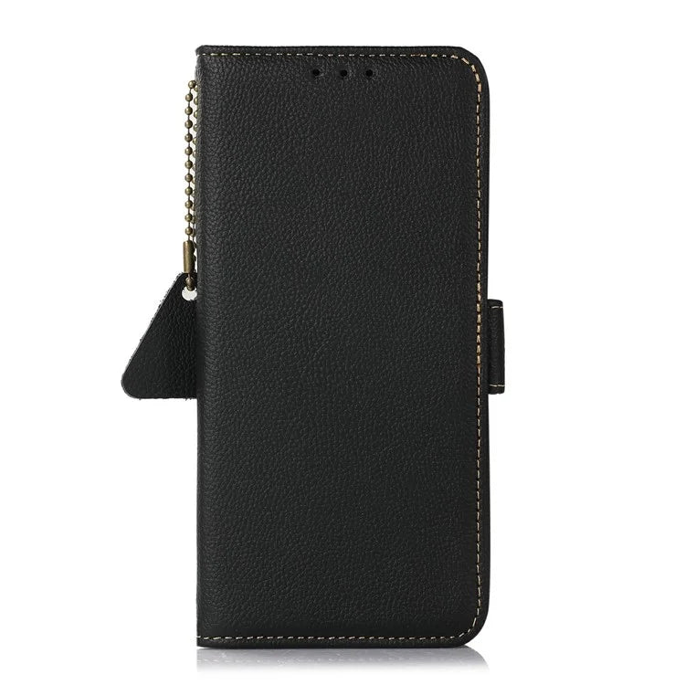 TJ For Xiaomi 14T Pro Case RFID Blocking Genuine Cow Leather Phone Cover