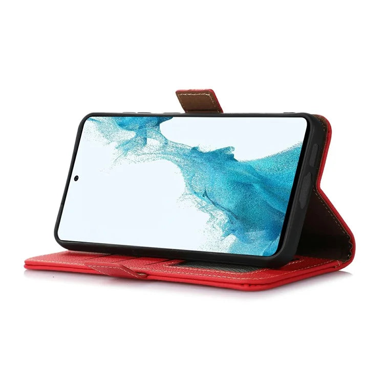 TJ For Xiaomi 14T Pro Case RFID Blocking Genuine Cow Leather Phone Cover